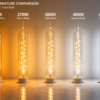 LED filament bulb E27 color temperature comparison 2200K 2700K 4000K 6500K warm neutral cool white lighting