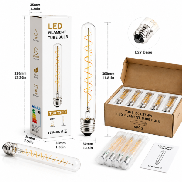 LED filament bulb E27 packaging box OEM export carton display set T30 T300 box packaging lighting product