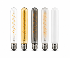 LED filament bulb E27 5 colors white background decorative lighting display