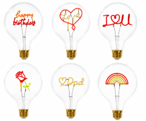LED Filament Bulb Neon Shape Creative Collection – Decorative Lighting White Background LED filament bulb neon shape creative collection heart love happy rainbow decorative lighting white background