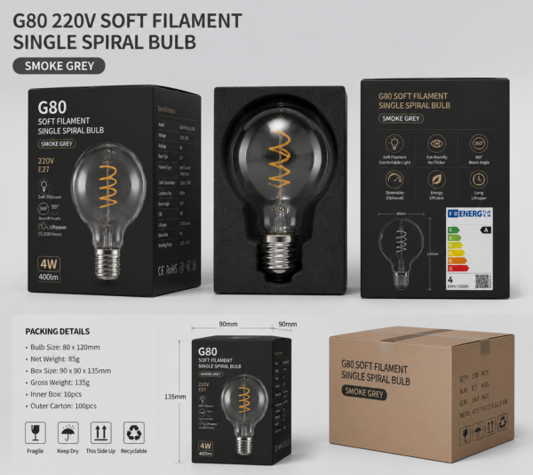 LED filament bulb packaging box OEM display retail box export carton product packaging for wholesale supply