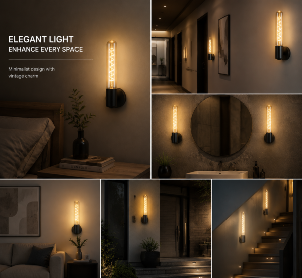 LED wall light interior luxury hotel restaurant warm ambient lighting modern wall sconce bedroom hallway bathroom decorative lighting collage