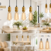 Spiral LED filament bulbs displayed in luxury interior settings for decorative lighting in hotels, restaurants and modern homes