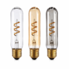 T30 LED filament bulb E27 white tea smoke glass 2W 4W tubular decorative light bulbs white background main product image