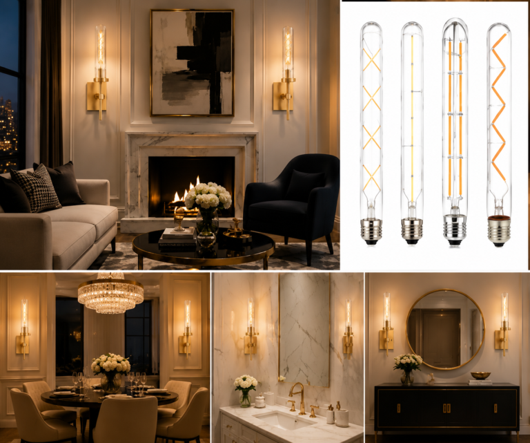 Decorative LED filament bulbs used for luxury hotel restaurant villa interior lighting projects