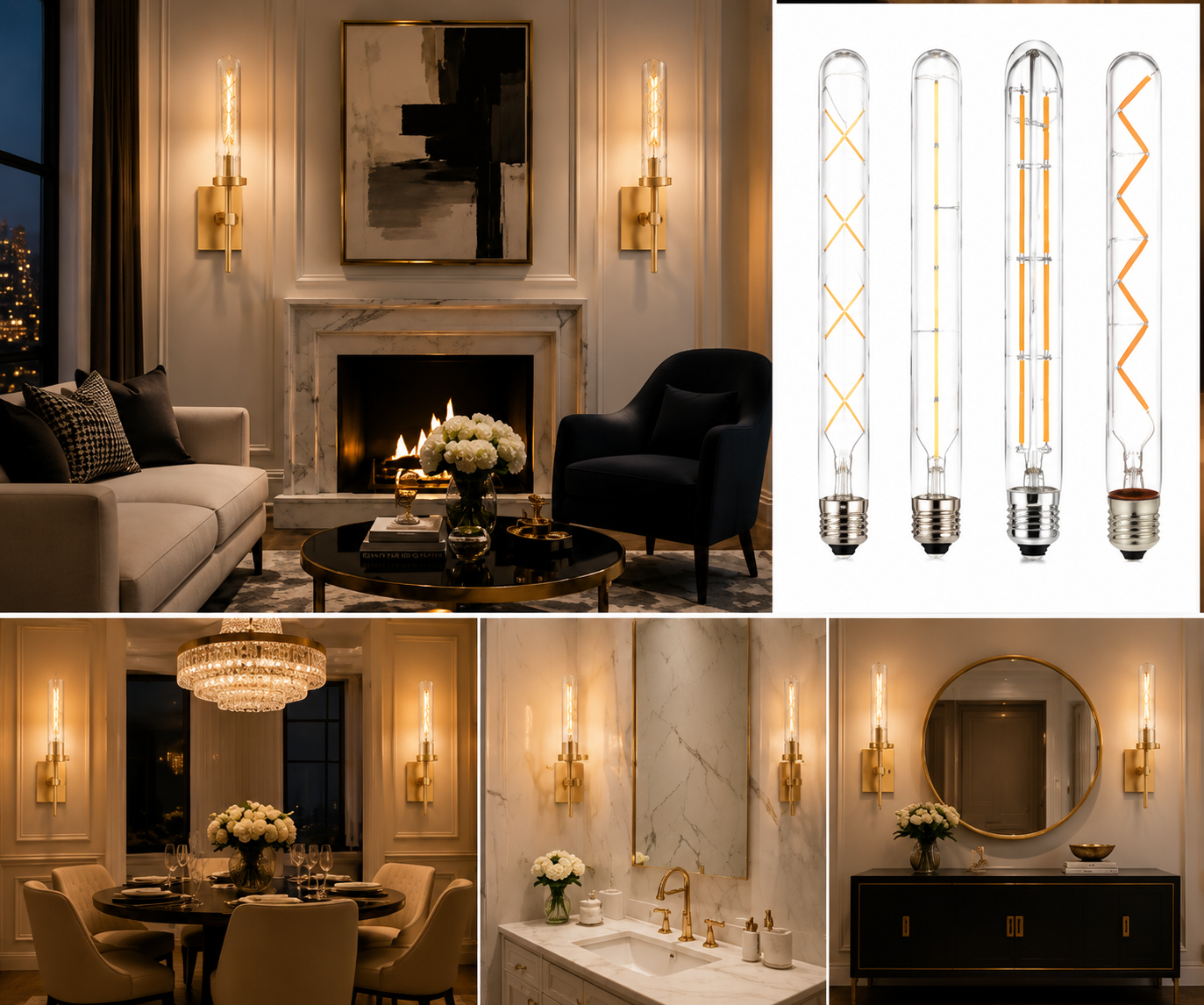 Decorative LED filament bulbs used for luxury hotel restaurant villa interior lighting projects