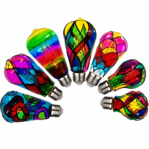 Colorful ST19 LED Filament Bulb Decorative Lighting Display colorful ST19 LED filament bulbs decorative vintage stained glass style lighting display