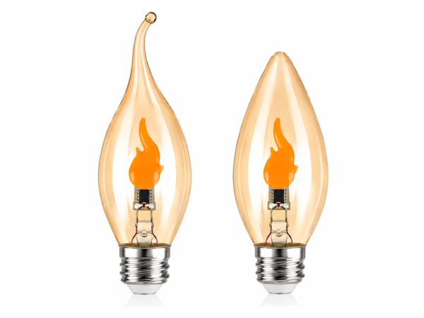 C35 Flame-Effect Decorative Light Bulb - Product Detail Image 2 C35 Clear and amber-tinted glass Flame-effect decorative light bulb Screw base - product detail image 2