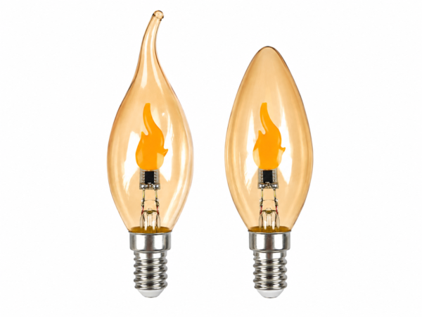 C35 Flame-Effect Decorative Light Bulb - Product Detail Image 3 C35 Clear and amber-tinted glass Flame-effect decorative light bulb Screw base - product detail image 3