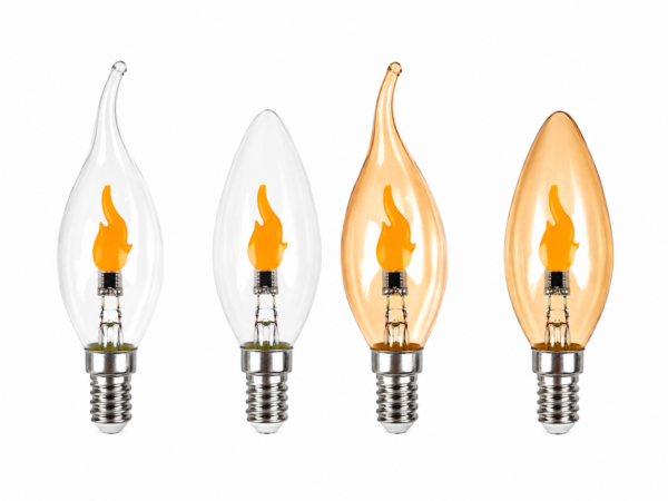 C35 Flame-Effect Decorative Light Bulb - Product Detail Image 4 C35 Clear and amber-tinted glass Flame-effect decorative light bulb Screw base - product detail image 4