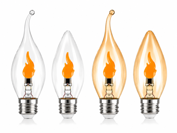 C35 Flame-Effect Decorative Light Bulb - Product Detail Image 5 C35 Clear and amber-tinted glass Flame-effect decorative light bulb Screw base - product detail image 5