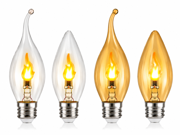 C35 Flame-Effect Decorative Light Bulb - Product Detail Image 6 C35 Clear and amber-tinted glass Flame-effect decorative light bulb Screw base - product detail image 6