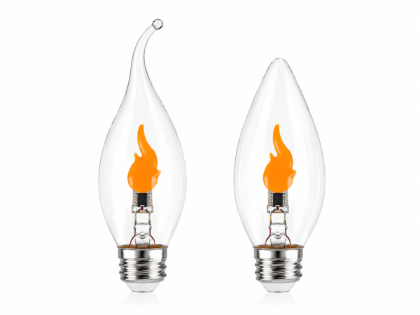C35 Flame-Effect Decorative Light Bulb - Product Detail Image 7 C35 Clear and amber-tinted glass Flame-effect decorative light bulb Screw base - product detail image 7