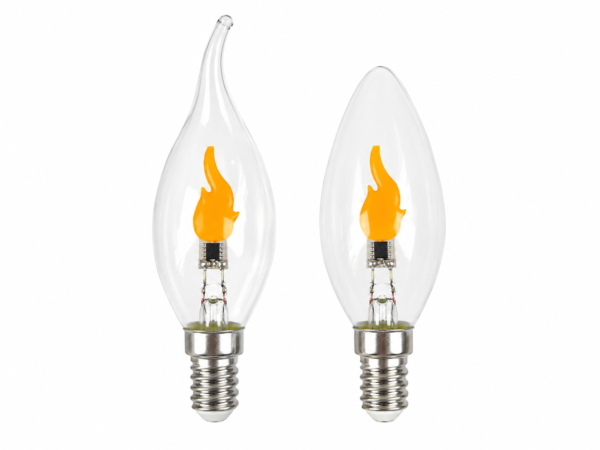 C35 Flame-Effect Decorative Light Bulb - Main Product Image C35 Clear and amber-tinted glass Flame-effect decorative light bulb Screw base - main product image