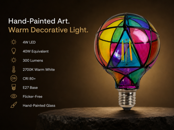 G95 Multicolor hand-painted glass Decorative bulb Screw Base - product detail image 3