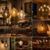 LED Filament Bulb Commercial Lighting Hotel Cafe Restaurant Collage Display LED filament bulb commercial lighting applications hotel cafe restaurant bar warm ambient lighting decorative vintage Edison bulb collage