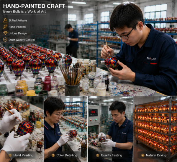 led-filament-bulb-factory-production-quality-control-workshop ST19 Colorful LED Filament Bulb Decorative Vintage Lighting