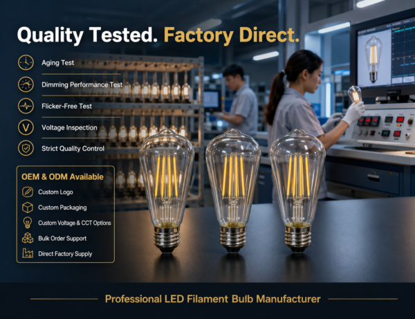 ST58 / ST19 6W Dimmable LED Filament Bulb, E26, 2700K, CRI 90+ - Product Detail Image 6 ST58 / ST19 Clear Glass LED filament bulb Edison screw base - product detail image 6