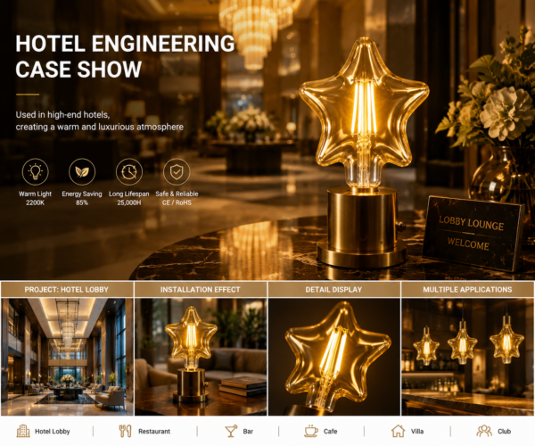 LED Filament Bulb Hotel Lobby Engineering Case Display LED filament bulb hotel lobby engineering case decorative lighting luxury hotel chandelier warm lighting project