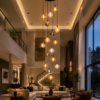 LED Filament Bulb Luxury Hotel Lobby Chandelier High Ceiling Lighting Luxury hotel lobby chandelier high ceiling lighting LED filament bulbs warm ambient decorative lighting for hospitality interior design project
