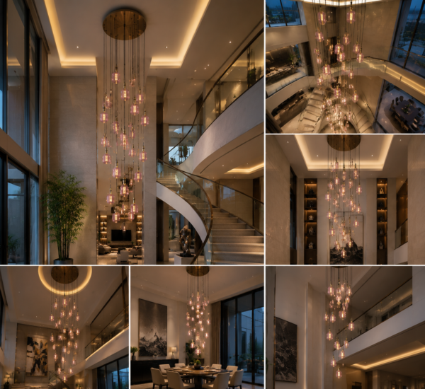 Luxury Villa Atrium Chandelier Lighting LED Filament Bulb High Ceiling Project Case LED filament bulb luxury villa atrium chandelier lighting high ceiling pendant lighting hotel project