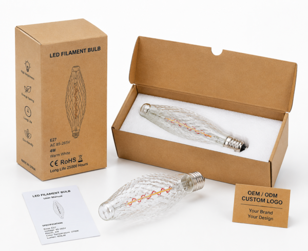 LED Filament Bulb OEM Packaging Kraft Box Export Standard LED filament bulb OEM packaging kraft box export standard retail packaging set E27 bulb carton box supplier wholesale lighting manufacturer