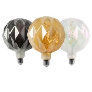 LED filament bulbs three colors black amber clear glass vintage decorative E27 bulb studio white background product display LED Filament Bulb Studio Product Display Three Colors White Background