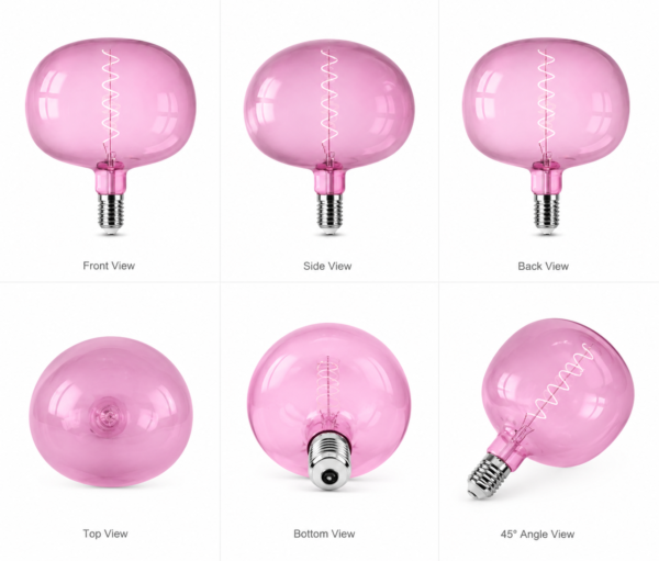 Pink Glass LED Filament Bulb E27 Single Display Multi-Angle Decorative Lighting pink glass LED filament bulb E27 multi angle single display decorative vintage lighting OEM