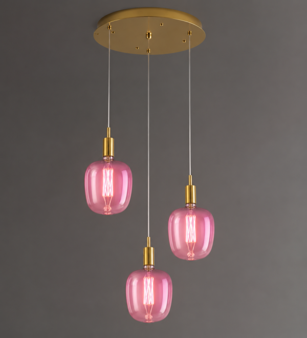 Pink LED Pendant Light Restaurant Cafe Ambient Lighting Three Head Chandelier pink LED pendant light restaurant cafe ambient lighting three pendant chandelier E27 decorative lighting