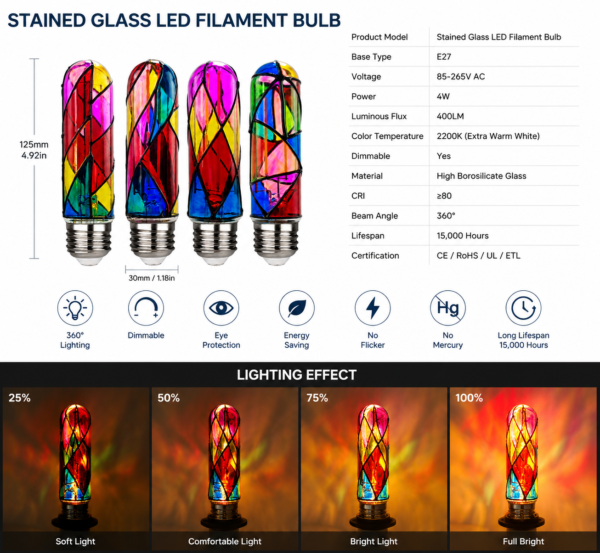 spiral-led-filament-bulb-color-temperature-2200k-6500k-guide ST19 Colorful LED Filament Bulb Decorative Vintage Lighting