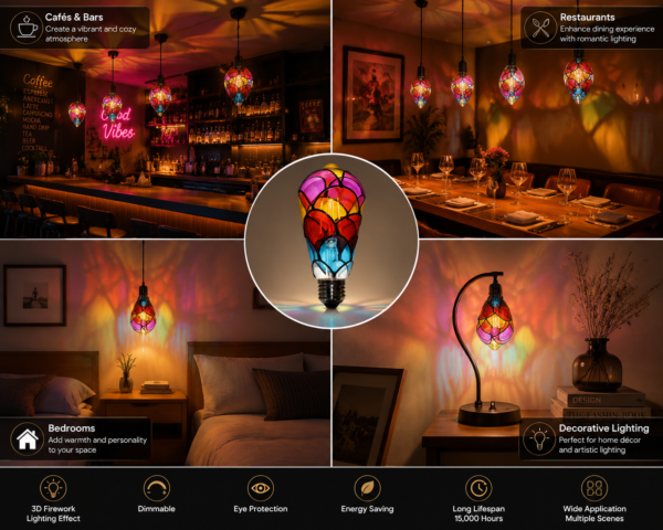 spiral-led-filament-bulb-restaurant-hotel-interior-lighting ST19 Colorful LED Filament Bulb Decorative Vintage Lighting