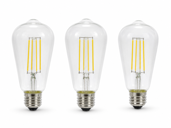 ST58 / ST19 6W Dimmable LED Filament Bulb, E26, 2700K, CRI 90+ - Main Product Image ST58 / ST19 Clear Glass LED filament bulb Edison screw base - main product image