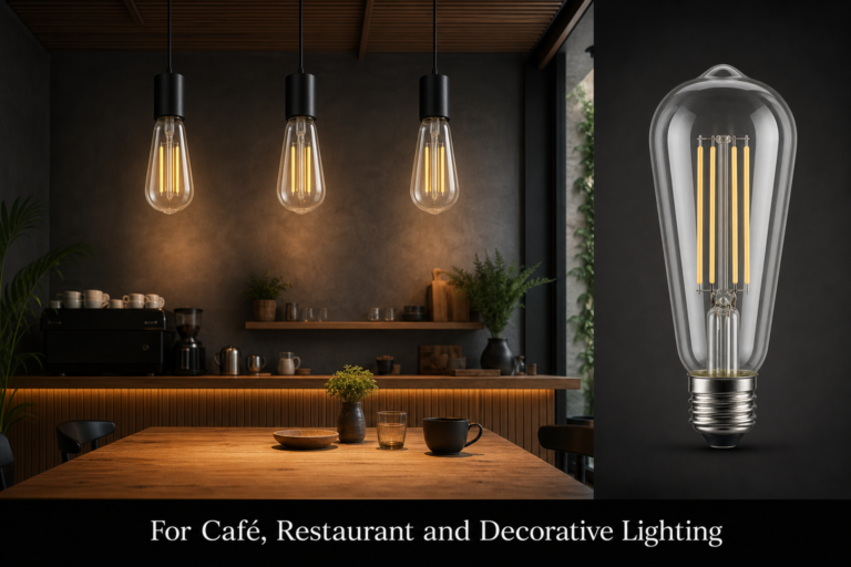 TITK ST58 filament bulbs in warm café and restaurant pendant lighting