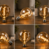 G125 vintage Edison LED filament bulb multi angle display showing glass shape and filament design