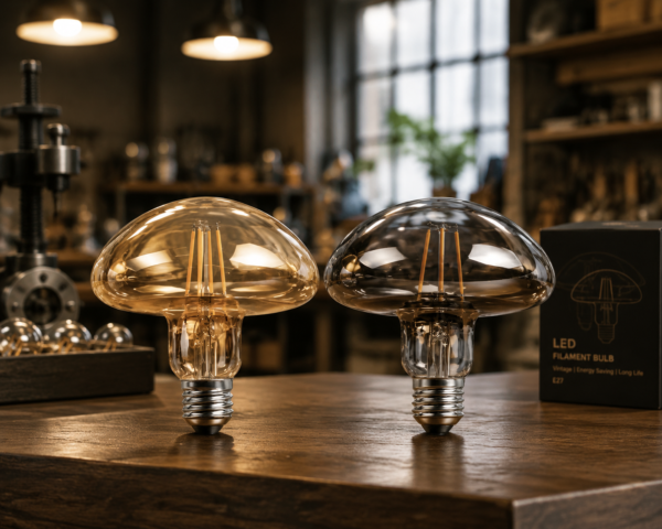 Mushroom LED Filament Bulb Restaurant Lighting Application Scene Mushroom LED filament bulb used in luxury restaurant interior lighting application