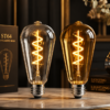 ST64 Vintage LED Filament Bulb Warm Light Display ST64 vintage LED filament bulb warm light display with Edison style glass design