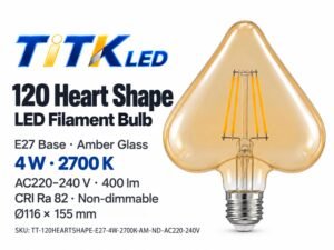 120 Heart Shape E27 LED filament bulb product overview
