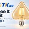 120 Heart Shape E27 LED Filament Bulb 4W 2700K Lit 120 Heart Shape E27 LED filament bulb lighting illustration at 2700 K