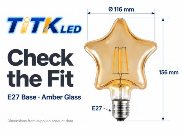 120-pointed-star-e27-led-filament-bulb-4w-2700k-dimensions-3 120-Pointed Star E27 LED filament bulb dimensions: 116 mm diameter and 156 mm height