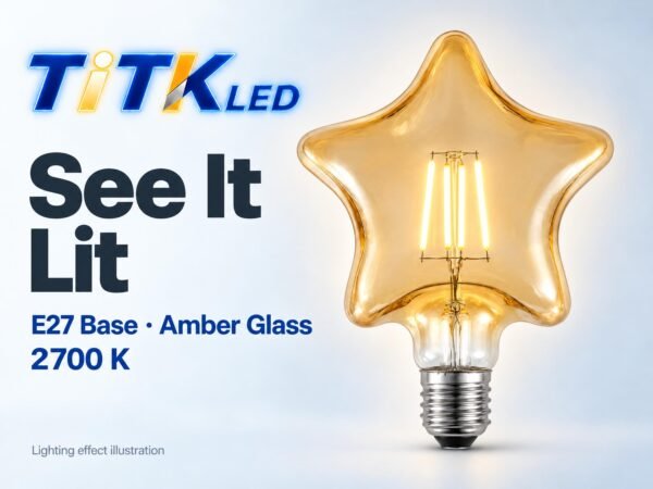 120-pointed-star-e27-led-filament-bulb-4w-2700k-lit-4 120-Pointed Star E27 LED filament bulb lighting illustration at 2700 K