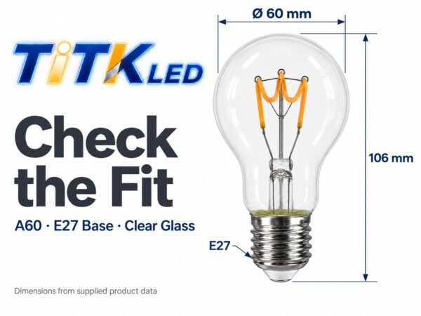 7bbc13c7-9050-4446-99e1-d1b792a902ed-1 A60 E27 bulb dimensions: 60 mm diameter and 106 mm height