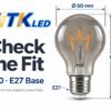 A60 E27 LED Filament Bulb 2W 2200K Dimensions A60 E27 LED filament bulb dimensions: 60 mm diameter and 106 mm height