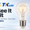 A60 E27 LED filament bulb lighting illustration at 2200 K