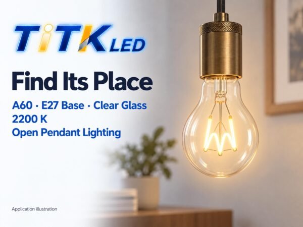 A60 E27 LED filament bulb decorative lighting application illustration