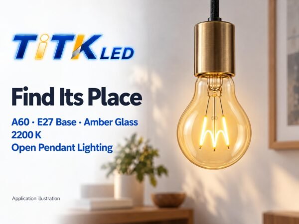 A60 E27 LED filament bulb decorative lighting application illustration