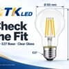A60 E27 LED Filament Bulb 4W 2700K Dimensions A60 E27 LED filament bulb dimensions: 60 mm diameter and 108 mm height