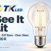 A60 E27 LED Filament Bulb 4W 2700K Lit A60 E27 LED filament bulb lighting illustration at 2700 K