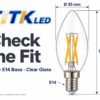 C35 E14 LED Filament Bulb 4W 2700K Dimensions C35 E14 LED filament bulb dimensions: 35 mm diameter and 98 mm height
