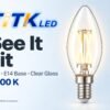 C35 E14 LED Filament Bulb 4W 2700K Lit C35 E14 LED filament bulb lighting illustration at 2700 K