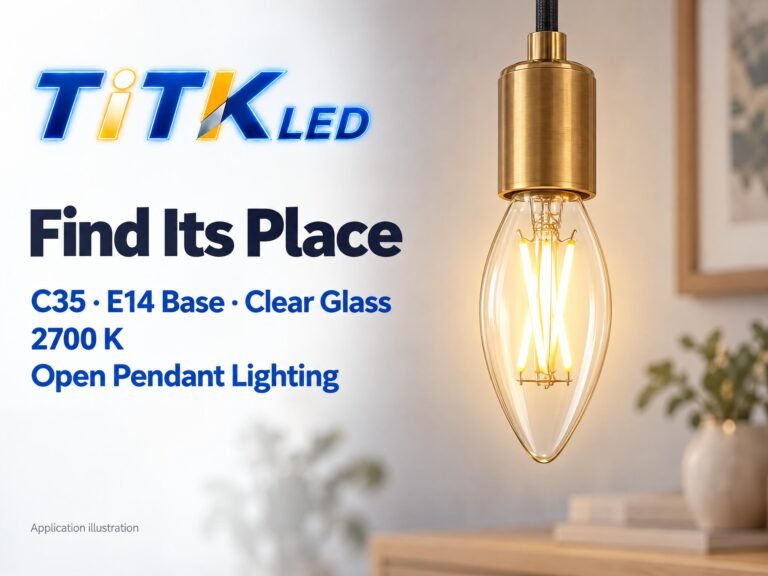 C35 E14 LED filament bulb decorative lighting application illustration
